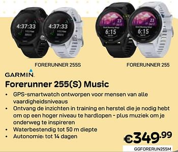 Promoties Garmin forerunner 255 s music - Garmin - Geldig van 01/04/2024 tot 30/04/2024 bij Compudeals