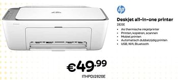 Promotions Hp deskjet all-in-one printer 2820e - HP - Valide de 01/04/2024 à 30/04/2024 chez Compudeals