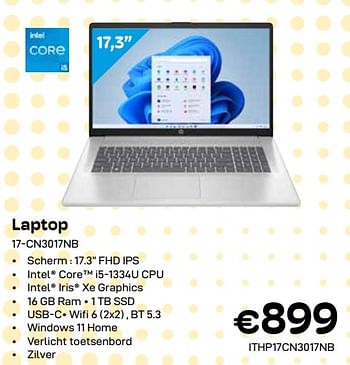 Promotions Hp laptop 17-cn3017nb - HP - Valide de 01/04/2024 à 30/04/2024 chez Compudeals