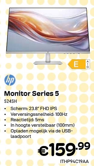 Promoties Hp monitor series 5 524sh - HP - Geldig van 01/04/2024 tot 30/04/2024 bij Compudeals