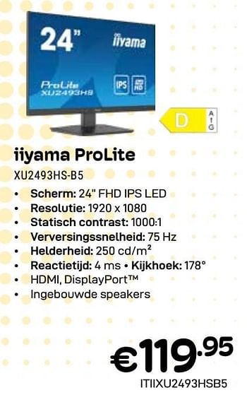 Promoties Iiyama prolite xu2493hs-b5 - Iiyama - Geldig van 01/04/2024 tot 30/04/2024 bij Compudeals