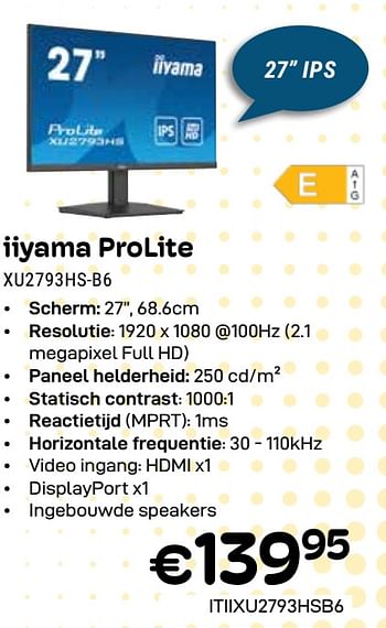 Promoties Iiyama prolite xu2793hs-b6 - Iiyama - Geldig van 01/04/2024 tot 30/04/2024 bij Compudeals