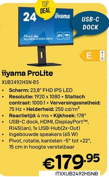 Promoties Iiyama prolite xub2492hsn-b5 - Iiyama - Geldig van 01/04/2024 tot 30/04/2024 bij Compudeals