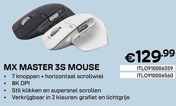 Promotions Logitech mx master 3s mouse - Logitech - Valide de 01/04/2024 à 30/04/2024 chez Compudeals