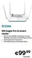 Promoties R32 eagle pro ai smart router - D-Link - Geldig van 01/04/2024 tot 30/04/2024 bij Compudeals