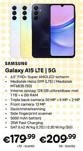 Promotions Samsung galaxy a15 lte 5g - Samsung - Valide de 01/04/2024 à 30/04/2024 chez Compudeals