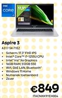 Promoties Acer aspire 3 a317-54-71ez - Acer - Geldig van 01/04/2024 tot 30/04/2024 bij Compudeals