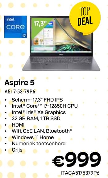 Promotions Acer aspire 5 a517-53-79p6 - Acer - Valide de 01/04/2024 à 30/04/2024 chez Compudeals