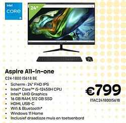 Acer aspire all-in-one c24-1800 i5618 be