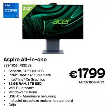 Promotions Acer aspire all-in-one s32-1856 i7832 be - Acer - Valide de 01/04/2024 à 30/04/2024 chez Compudeals
