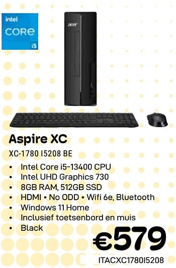 Promoties Acer aspire xc xc-1780 i5208 be - Acer - Geldig van 01/04/2024 tot 30/04/2024 bij Compudeals