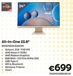 Asus all-in-one 23.8`` m3402wfak-ba024w