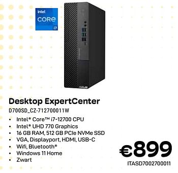 Promoties Asus desktop expertcenter d700sd_cz-712700011w - Asus - Geldig van 01/04/2024 tot 30/04/2024 bij Compudeals