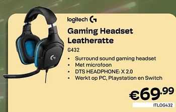Promotions Gaming headset leatheratte g432 - Logitech - Valide de 01/04/2024 à 30/04/2024 chez Compudeals