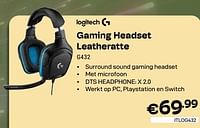 Promoties Gaming headset leatheratte g432 - Logitech - Geldig van 01/04/2024 tot 30/04/2024 bij Compudeals