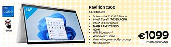 Promotions Hp pavilion x360 14-ek1004nb - HP - Valide de 01/04/2024 à 30/04/2024 chez Compudeals