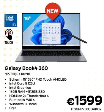 Promoties Samsung galaxy book4 360 np750qgk-kg2be - Samsung - Geldig van 01/04/2024 tot 30/04/2024 bij Compudeals