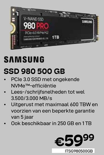 Promotions Ssd 980 500 gb - Samsung - Valide de 01/04/2024 à 30/04/2024 chez Compudeals