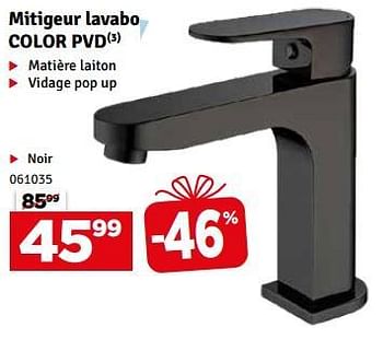 Promotions Mitigeur lavabo color pvd noir - Produit maison - Mr. Bricolage - Valide de 02/04/2024 à 21/04/2024 chez Mr. Bricolage