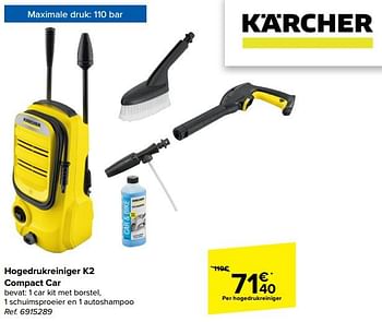 Promoties Kärcher hogedrukreiniger k2 compact car - Kärcher - Geldig van 03/04/2024 tot 15/04/2024 bij Carrefour