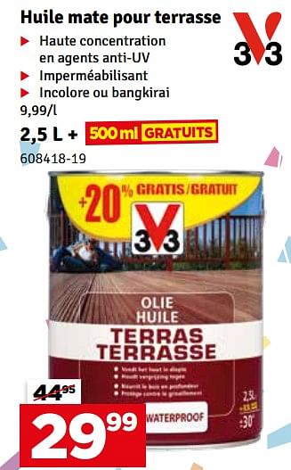 Promoties Huile mate pour terrasse - V33 - Geldig van 02/04/2024 tot 21/04/2024 bij Mr. Bricolage