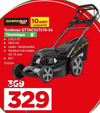 Promoties Gardeo tondeuse gttac51t170-24 - GarDeo - Geldig van 02/04/2024 tot 21/04/2024 bij Mr. Bricolage