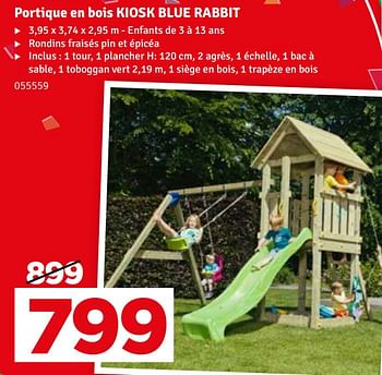 Promoties Portique en bois kiosk blue rabbit - BNB Wood - Geldig van 02/04/2024 tot 21/04/2024 bij Mr. Bricolage