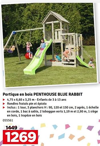 Promoties Portique en bois penthouse blue rabbit - BNB Wood - Geldig van 02/04/2024 tot 21/04/2024 bij Mr. Bricolage