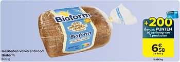 Promoties Gesneden volkorenbrood biaform - Biaform - Geldig van 03/04/2024 tot 15/04/2024 bij Carrefour