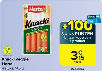 Promoties Knacki veggie herta - Herta - Geldig van 03/04/2024 tot 15/04/2024 bij Carrefour