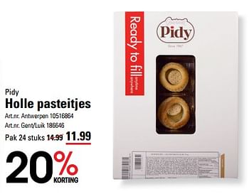 Promotions Holle pasteitjes - Pidy - Valide de 04/04/2024 à 22/04/2024 chez Sligro