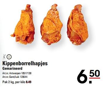 Promotions Kippenborrelhapjes gemarineerd - Produit Maison - Sligro - Valide de 04/04/2024 à 22/04/2024 chez Sligro