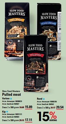 Promotions Pulled meat varken - Slow Food Masters - Valide de 04/04/2024 à 22/04/2024 chez Sligro