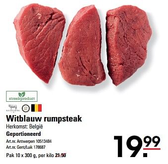 Promotions Witblauw rumpsteak - Kaldenberg - Valide de 04/04/2024 à 22/04/2024 chez Sligro