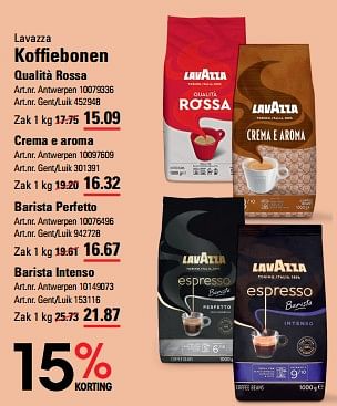 Promoties Koffiebonen qualità rossa - Lavazza - Geldig van 04/04/2024 tot 22/04/2024 bij Sligro