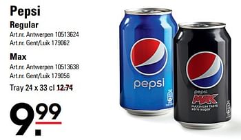 Promotions Regular max - Pepsi - Valide de 04/04/2024 à 22/04/2024 chez Sligro
