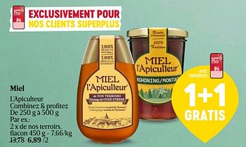 Promotions Miel - L'Apiculteur - Valide de 04/04/2024 à 10/04/2024 chez Delhaize