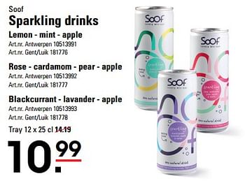 Promotions Sparkling drinks lemon mint apple - Soof - Valide de 04/04/2024 à 22/04/2024 chez Sligro