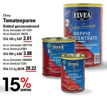 Promotions Tomatenpuree dubbel geconcentreerd - Elvea - Valide de 04/04/2024 à 22/04/2024 chez Sligro