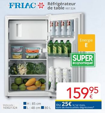 Promotions Friac réfrigérateur de table kk1324 - Friac - Valide de 01/04/2024 à 30/04/2024 chez Eldi