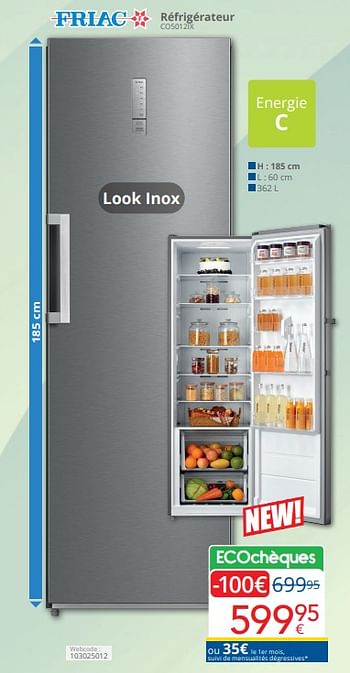 Promoties Friac réfrigérateur co5012ix - Friac - Geldig van 01/04/2024 tot 30/04/2024 bij Eldi