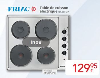 Promoties Friac table de cuisson électrique iek5650ix - Friac - Geldig van 01/04/2024 tot 30/04/2024 bij Eldi