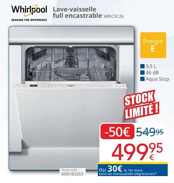 Promoties Whirlpool lave-vaisselle full encastrable wric3c26 - Whirlpool - Geldig van 01/04/2024 tot 30/04/2024 bij Eldi