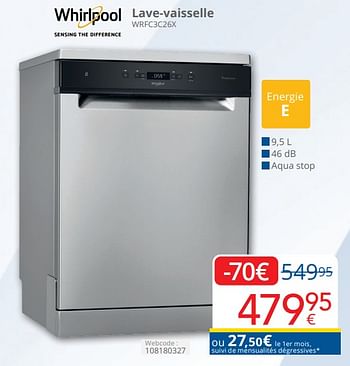 Promoties Whirlpool lave-vaisselle wrfc3c26x - Whirlpool - Geldig van 01/04/2024 tot 30/04/2024 bij Eldi