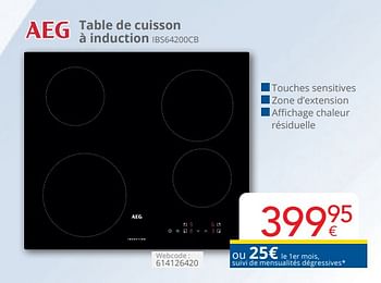 Promoties Aeg table de cuisson à induction ibs64200cb - AEG - Geldig van 01/04/2024 tot 30/04/2024 bij Eldi
