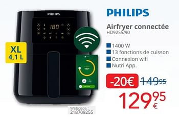 Promoties Philips airfryer connectée hd9255-90 - Philips - Geldig van 01/04/2024 tot 30/04/2024 bij Eldi