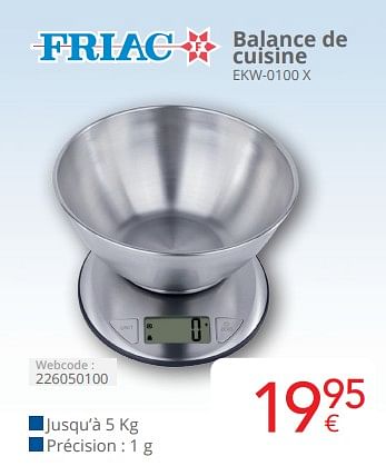 Promoties Friac balance de cuisine ekw-0100 x - Friac - Geldig van 01/04/2024 tot 30/04/2024 bij Eldi