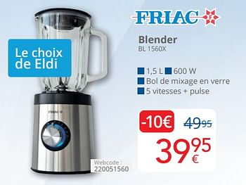 Promoties Friac blender bl 1560x - Friac - Geldig van 01/04/2024 tot 30/04/2024 bij Eldi