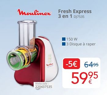 Promotions Moulinex fresh express 3 en 1 dj7535 - Moulinex - Valide de 01/04/2024 à 30/04/2024 chez Eldi