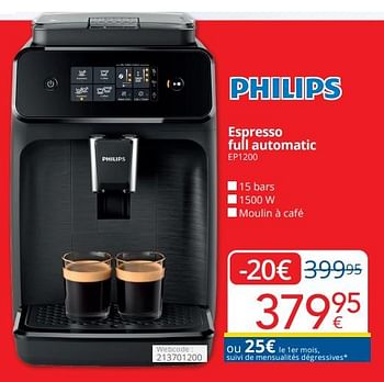 Promotions Philips espresso full automatic ep1200 - Philips - Valide de 01/04/2024 à 30/04/2024 chez Eldi